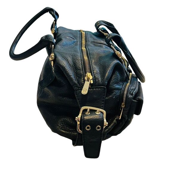 Michael Kors Black Soft Black Leather & Gold Hardware Satchel - Picture 5 of 13